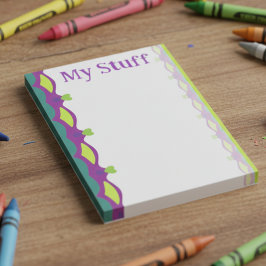 Lime Green Hearts With Purple Post-it Block