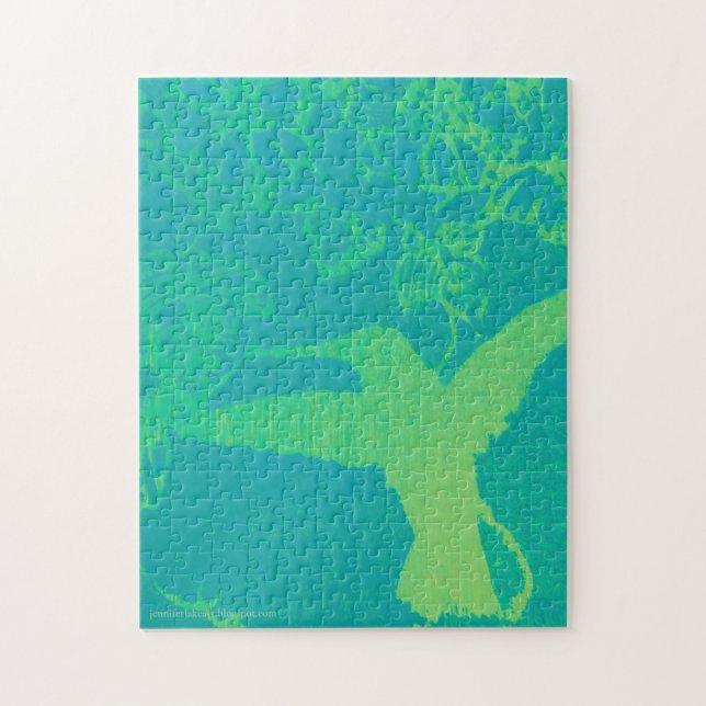 Lime Green Hummingbird Puzzle Pussel (Vertikal)