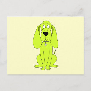 Lime Green Hund. Cute Hound Tecknad. Vykort