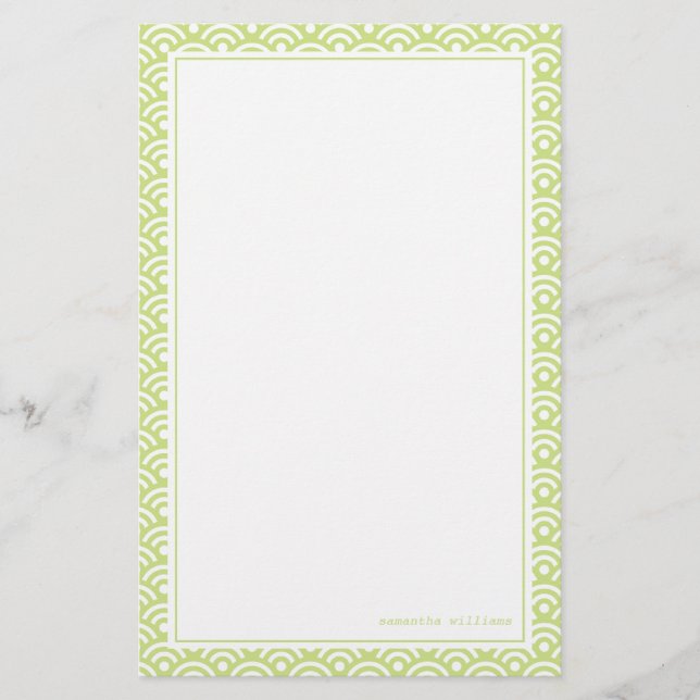 Lime Green Japanska Seigaiha Mönster Brevpapper (Framsida)