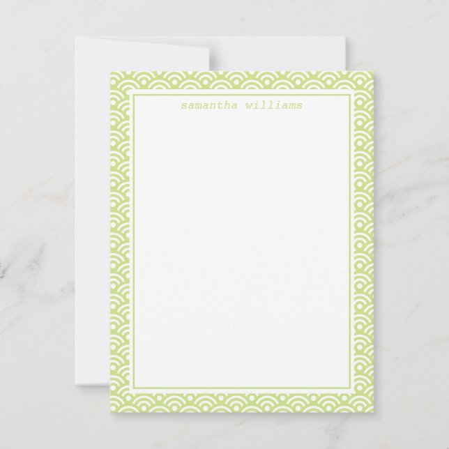 Lime Green Japanska Seigaiha Mönster Inbjudningar (Framsida)