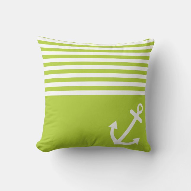 Lime Green Kärlek Anchor Nautical Kudde (Framsida)