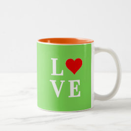Lime Green KÄRLEK Modern Snyggt Två-Tonad Mugg