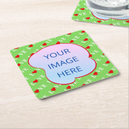 Lime Green KÄRLEK Underlägg Papper Kvadrat