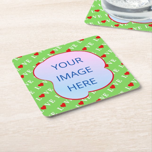 Lime Green KÄRLEK Underlägg Papper Kvadrat (Vinklad)