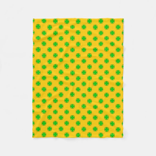Lime Green Klöver Ribbon av Kenneth Yoncich Fleecefilt (Framsidan)