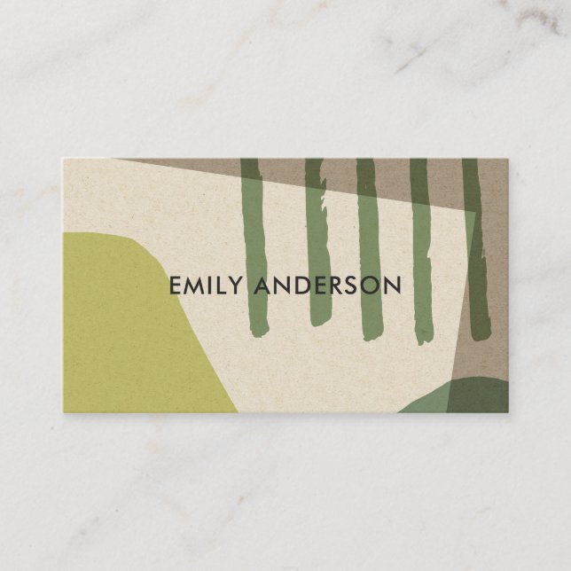 LIME GREEN KRAFT MODERN RUSTIC ABSTRAKT ARTISTIK VISITKORT (Framsida)
