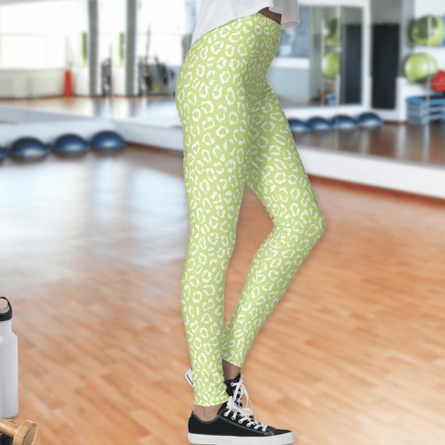 Lime Green Leopard Spots Mönster Abstrakt Leggings (Skapare uppladdad)