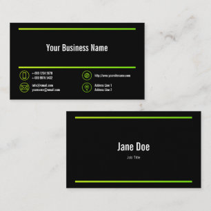 Lime Green Linjer Corporate Chartreuse Icons Black Visitkort