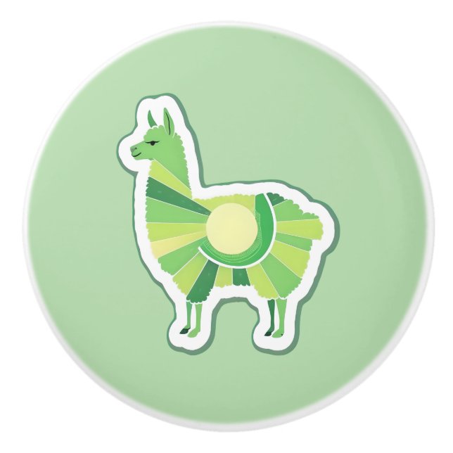 Lime Green Llama Door Pull Knopp (Framsidan)