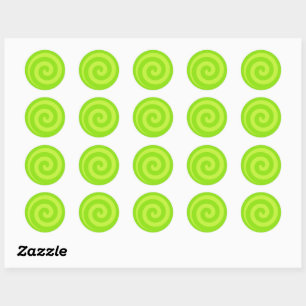 Lime Green Lollipop Swirl Circle Stickers Runt Klistermärke