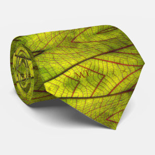 Lime Green Löv Veins Mönster naturinspirerad Slips