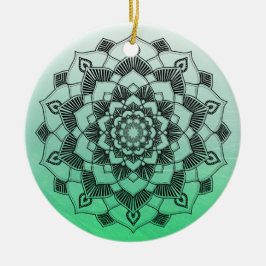 Lime Green Mandala Abstrakt Vackig jul Julgransprydnad Keramik