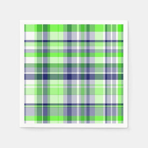 Lime Green, marinblå, vit Preppy Madras Play Pappersservett