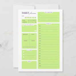 Lime Green Minimalist Daily Planner Template Julkort