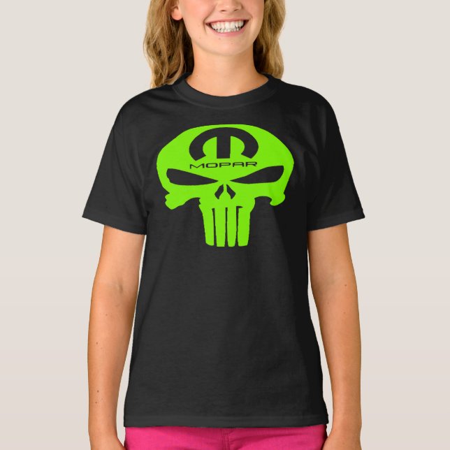 Lime Green Mopar Punsiher Automobilia Classic T-Sh T Shirt (Framsida)