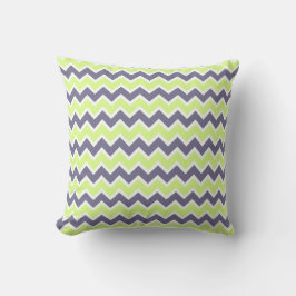 Lime Green & Mörk Grått Chevron Mönster Kudde