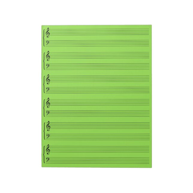 Lime Green Music Lakan Papper Anteckningsblock (Roterad)