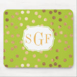 Lime Green och Guld Glitter City Dots Mousepad Musmatta<br><div class="desc">Moderna och trendmässiga punkter i Faux guld glitter på en grön kalkbakgrund med monogram.</div>