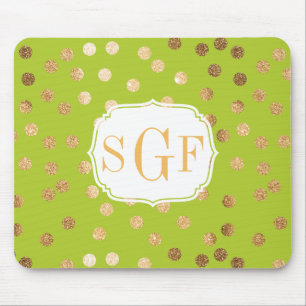 Lime Green och Guld Glitter City Dots Mousepad Musmatta