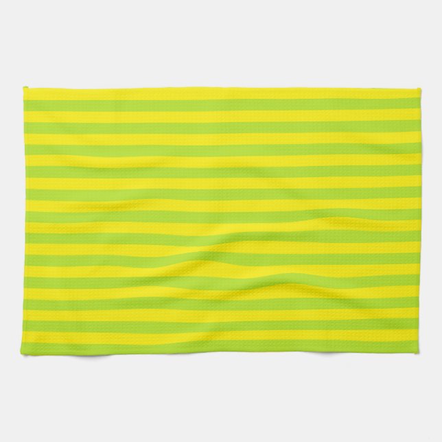 Lime Green och Gult Rand Kökshandduk (Horisontell)
