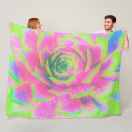 Lime Green och Rosa Succulent Sedum Rosette Fleecefilt