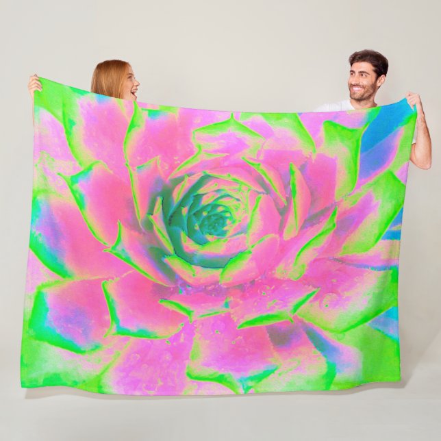 Lime Green och Rosa Succulent Sedum Rosette Fleecefilt (På plats)