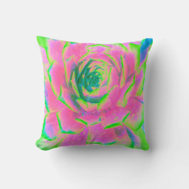 Lime Green och Rosa Succulent Sedum Rosette Kudde