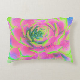 Lime Green och Rosa Succulent Sedum Rosette Prydnadskudde