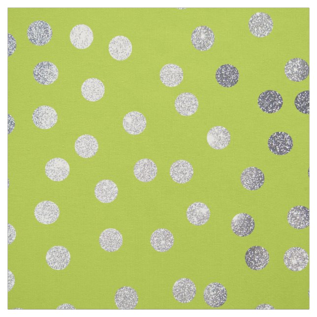 Lime Green och Silver City Dots Tyg (Provkarta)
