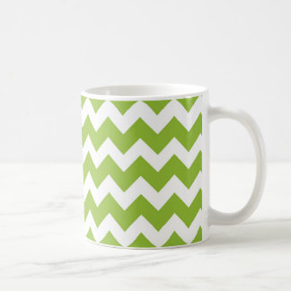 Lime Green och White Chevron Rand Kaffemugg