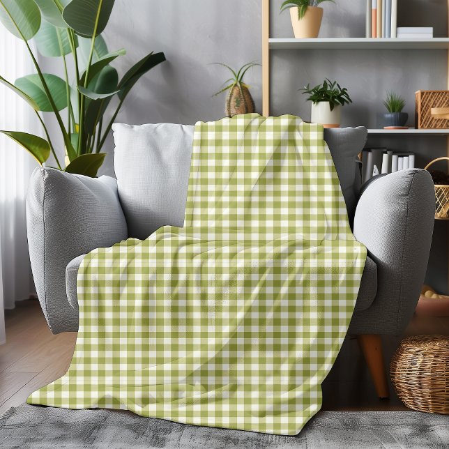 Lime Green och White Gingham Checkered Mysiga Stil Fleecefilt (Skapare uppladdad)