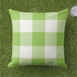 Lime Green och White Gingham Play Mönster Kudde