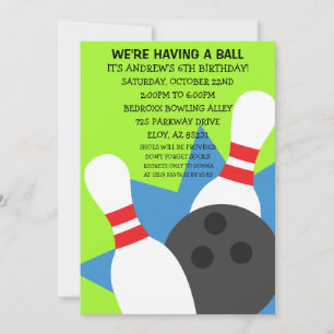 Lime Green om inbjudan till Boll Bowling-partiet