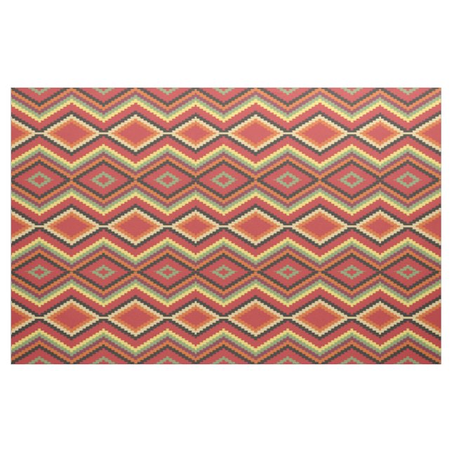 Lime Green Orange Gult Red Black Ethnic-utseende Tyg (Fat Quarter)