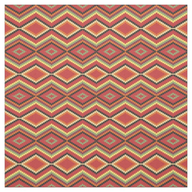 Lime Green Orange Gult Red Black Ethnic-utseende Tyg (Provkarta)
