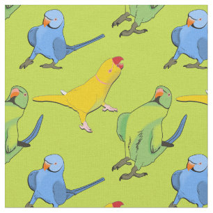 Lime Green Parrot Playful Indian Ringnacke Mönster Tyg