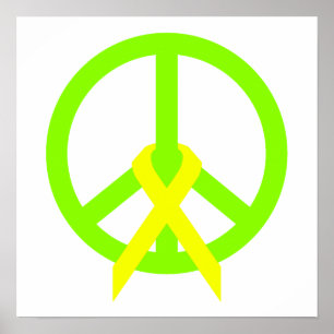 Lime Green Peace & Ribbon Poster