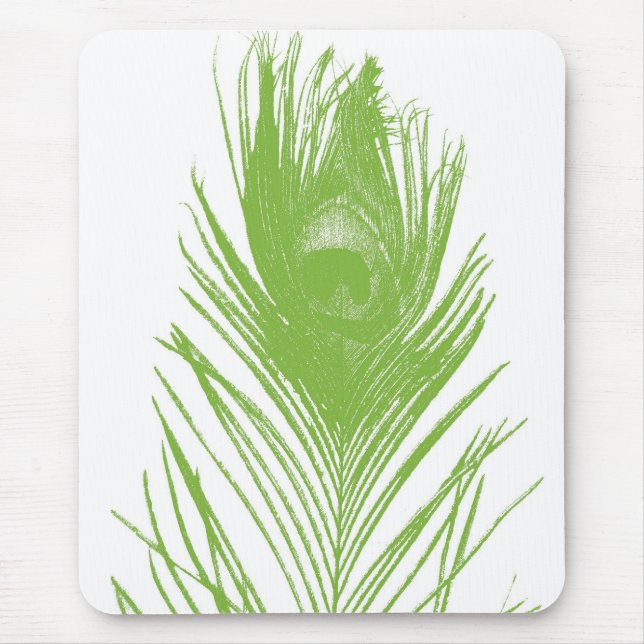 Lime Green Peacock Feather Mousepad Musmatta (Framsidan)