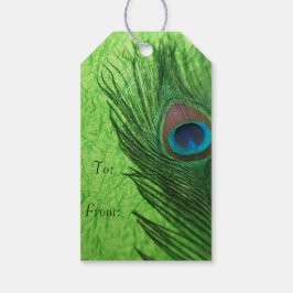 Lime Green Peacock Presentetikett