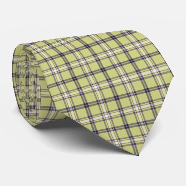 Lime Green Plaid Classic Pattern Retro Neck Tie Slips (Rullad)