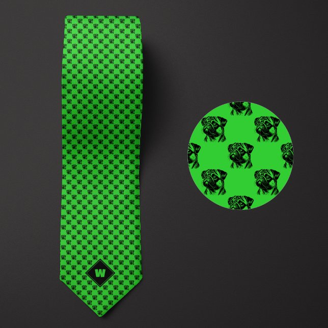 Lime Green Pug Mönster Slips (Skapare uppladdad)