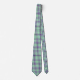 Lime Green Purple Plaid Classic Pattern Neck Tie Slips