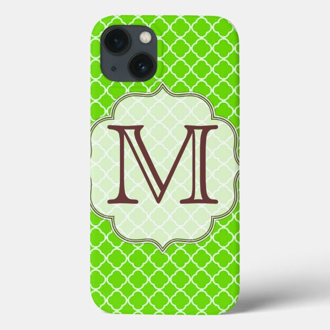 Lime Green Quarterfoil Latti Monogram IPAD Case (Baksida)