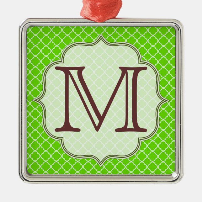 Lime Green Quarterfoil Latti Monogram Ornament (Framsidan)