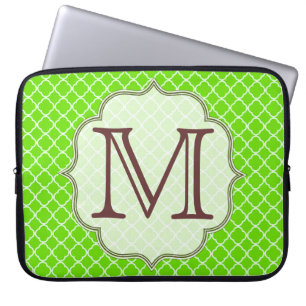 Lime Green Quarterfoil Monogram 15-tums bärbar dat Laptop Fodral