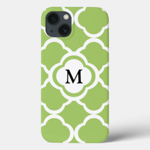 Lime Green Quatrefoil Anpassade Monogram