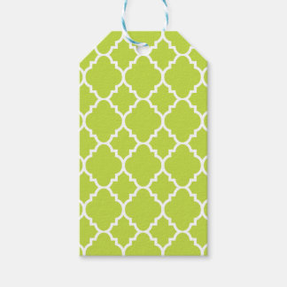 Lime Green Quatrefoil Moroccan Mönster Presentetikett