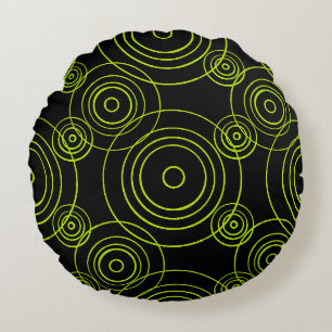 Lime Green Rain Ripples mönster Rund Kudde