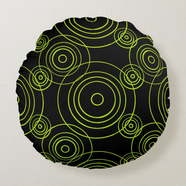 Lime Green Rain Ripples mönster Rund Kudde (Framsidan)